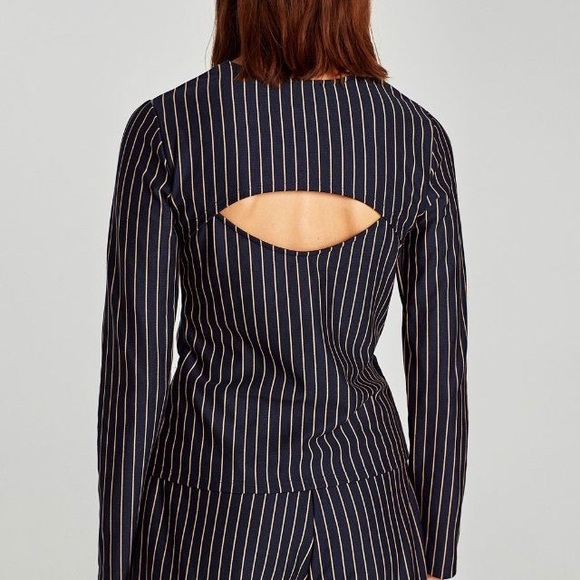 Zara Cut Out Striped Top - Picture 3 of 6